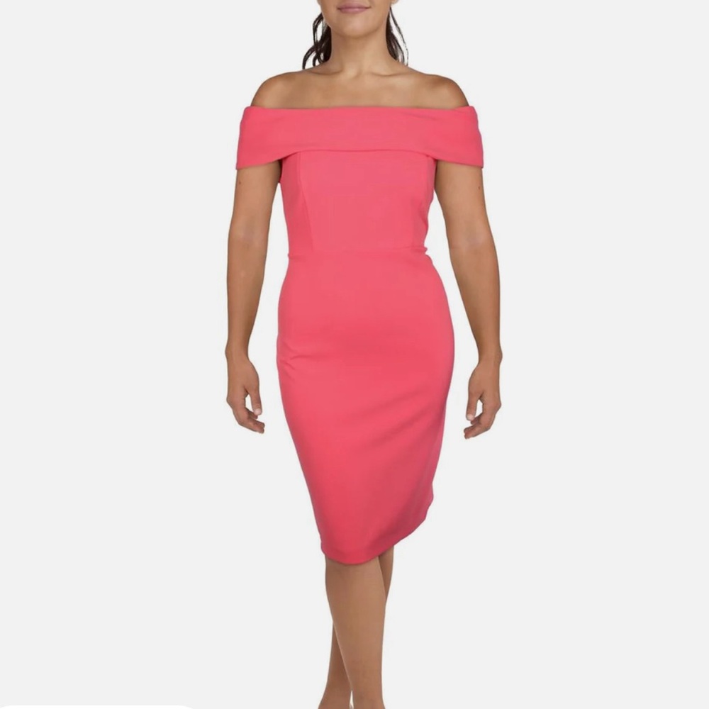 Calvin Klein Coral Pink off the shoulder dress